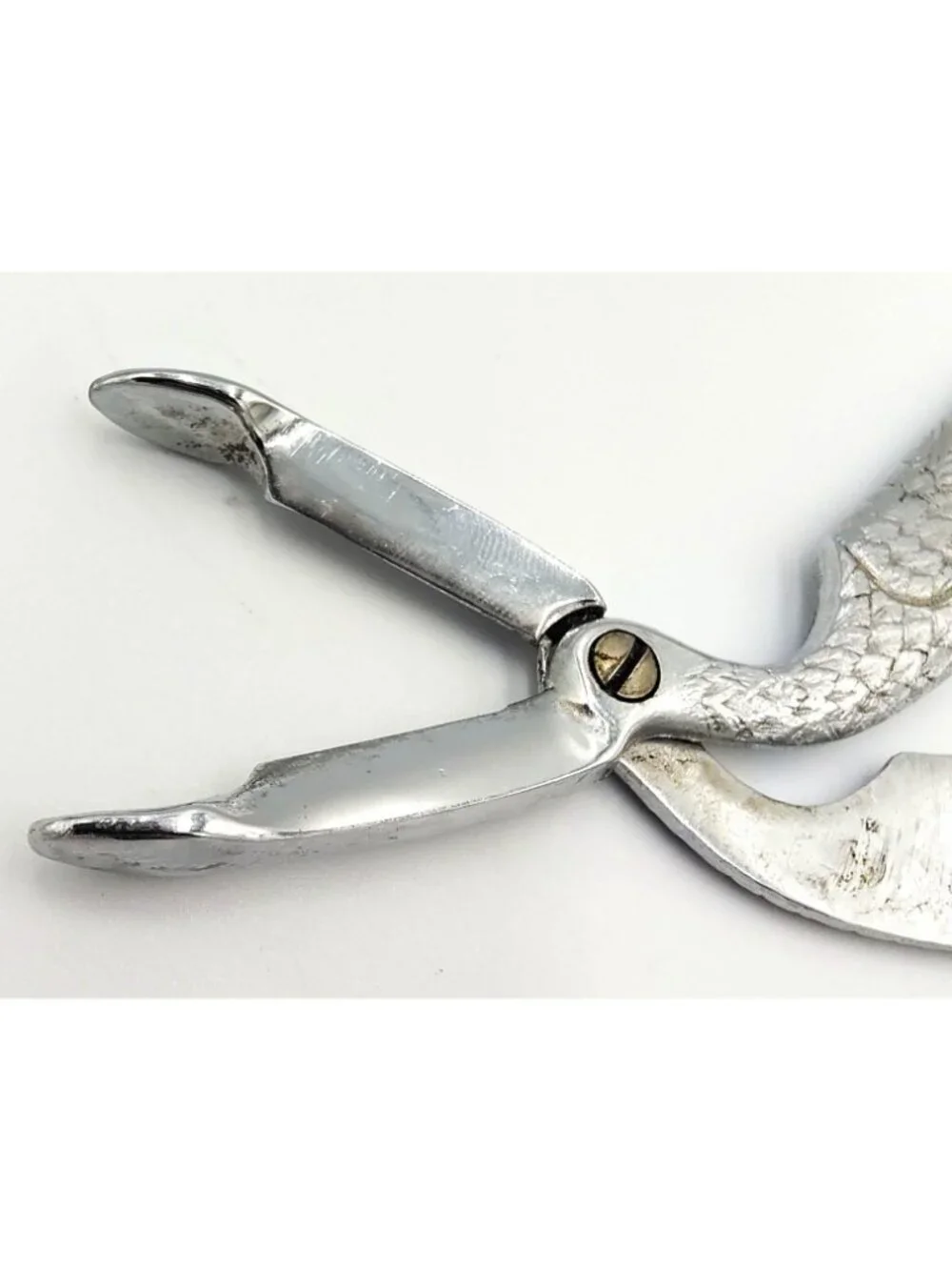 Vintage Crane Bird Sugar Cube Tongs Chrome Plated Figural Serving Utensil 5.25